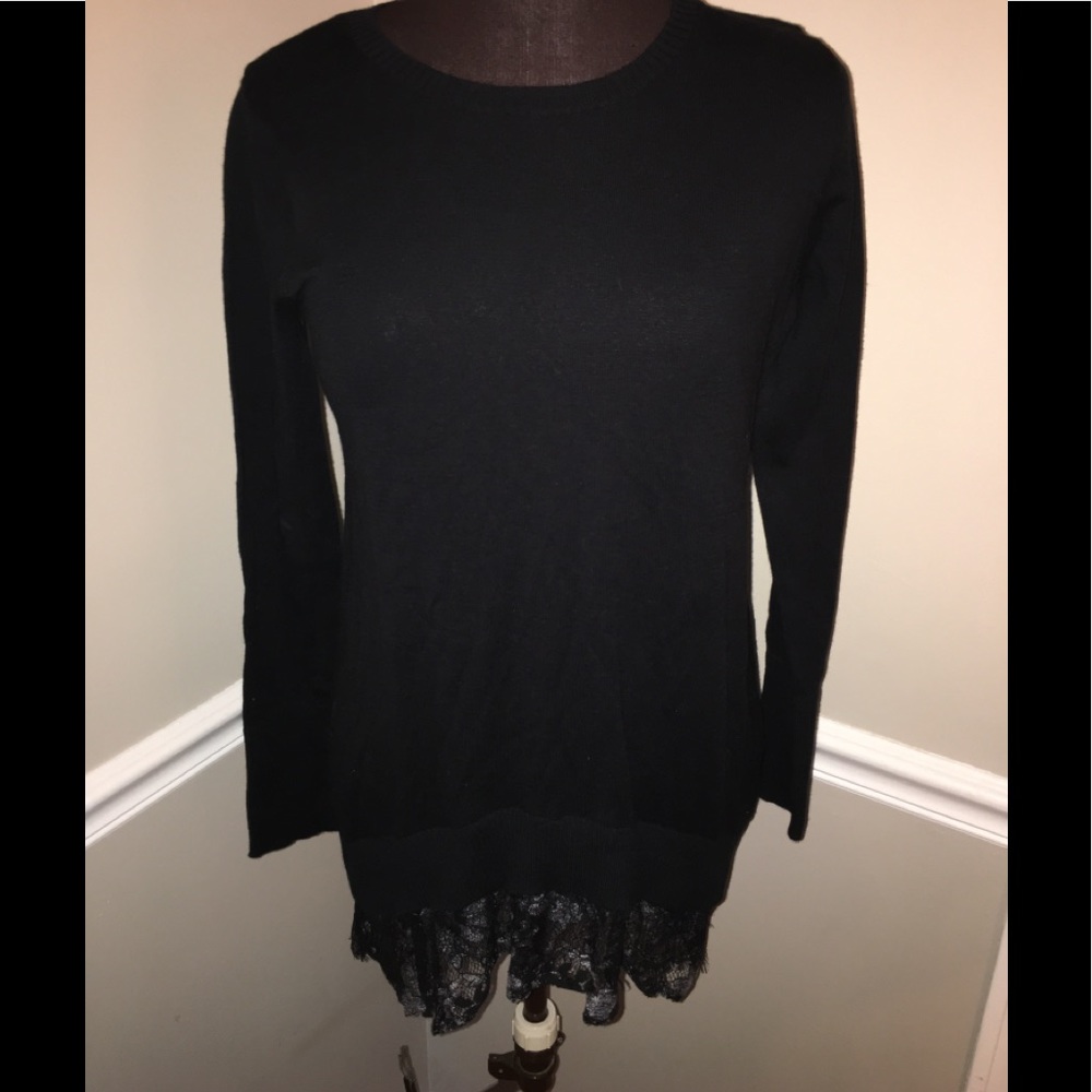 LOGO Lori‎ Goldstein sweater lace bottom XS
